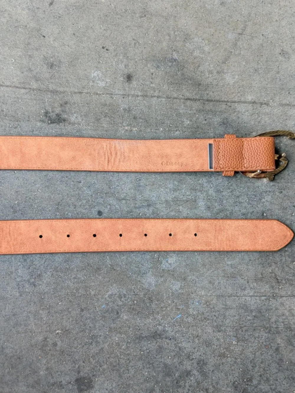 Disney Signature D Logo Buckle Brown Faux Pebble Leather Belt